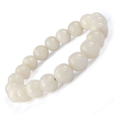 White Agate 8 mm Round Bead Bracelet